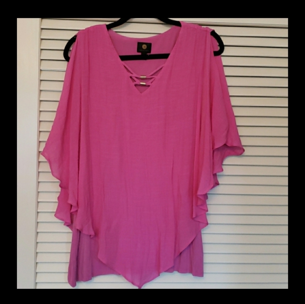 JM Collection Tank with Butterfly Sleeves